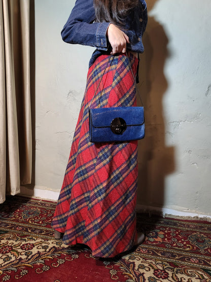 Vintage Wool Checkered Maxi Skirt