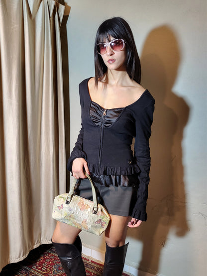 Noir Ruffle Corset Top – Morgan de Toi