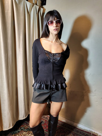 Noir Ruffle Corset Top – Morgan de Toi