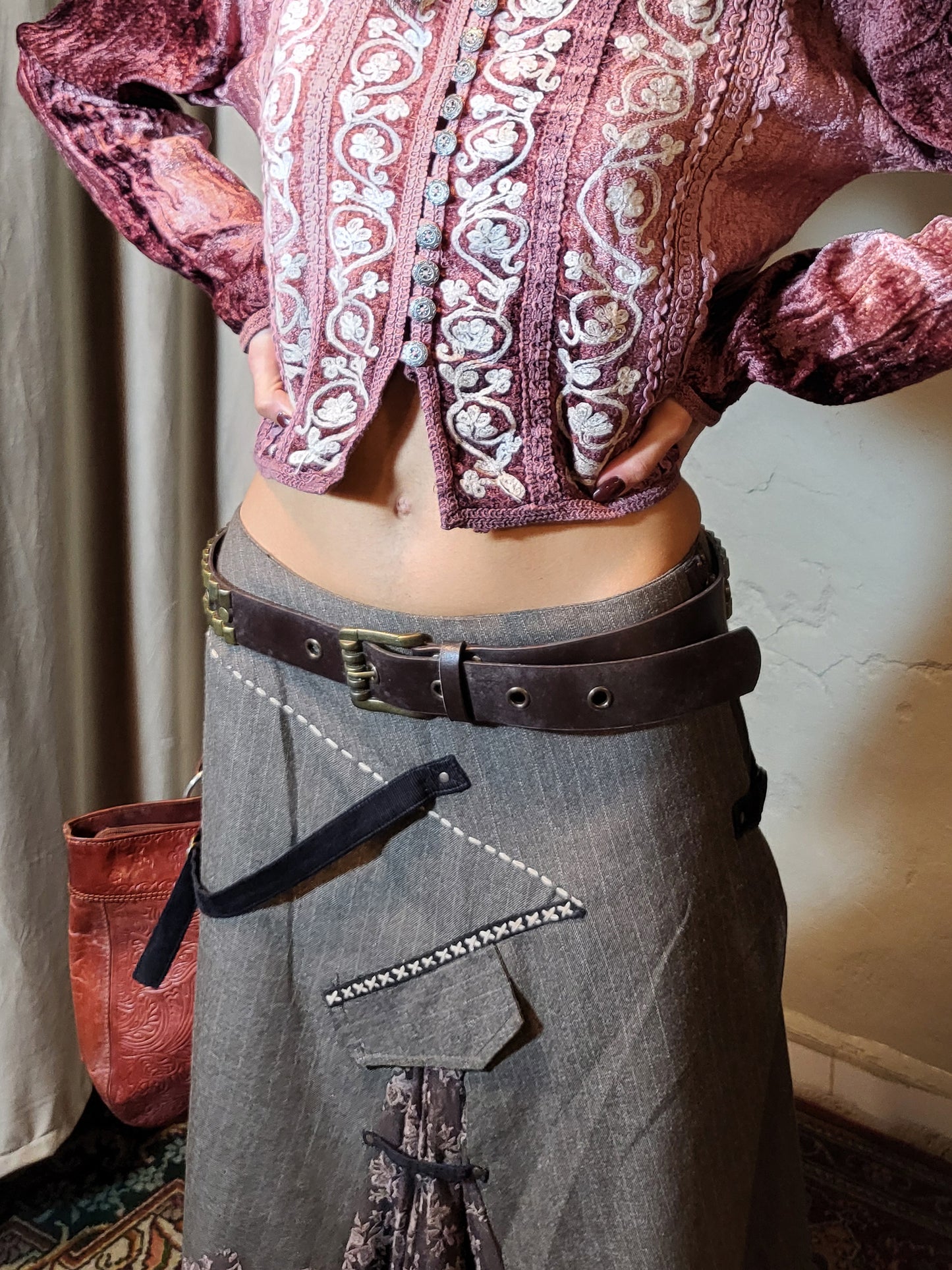 Studded Faux Leather Statement Belt