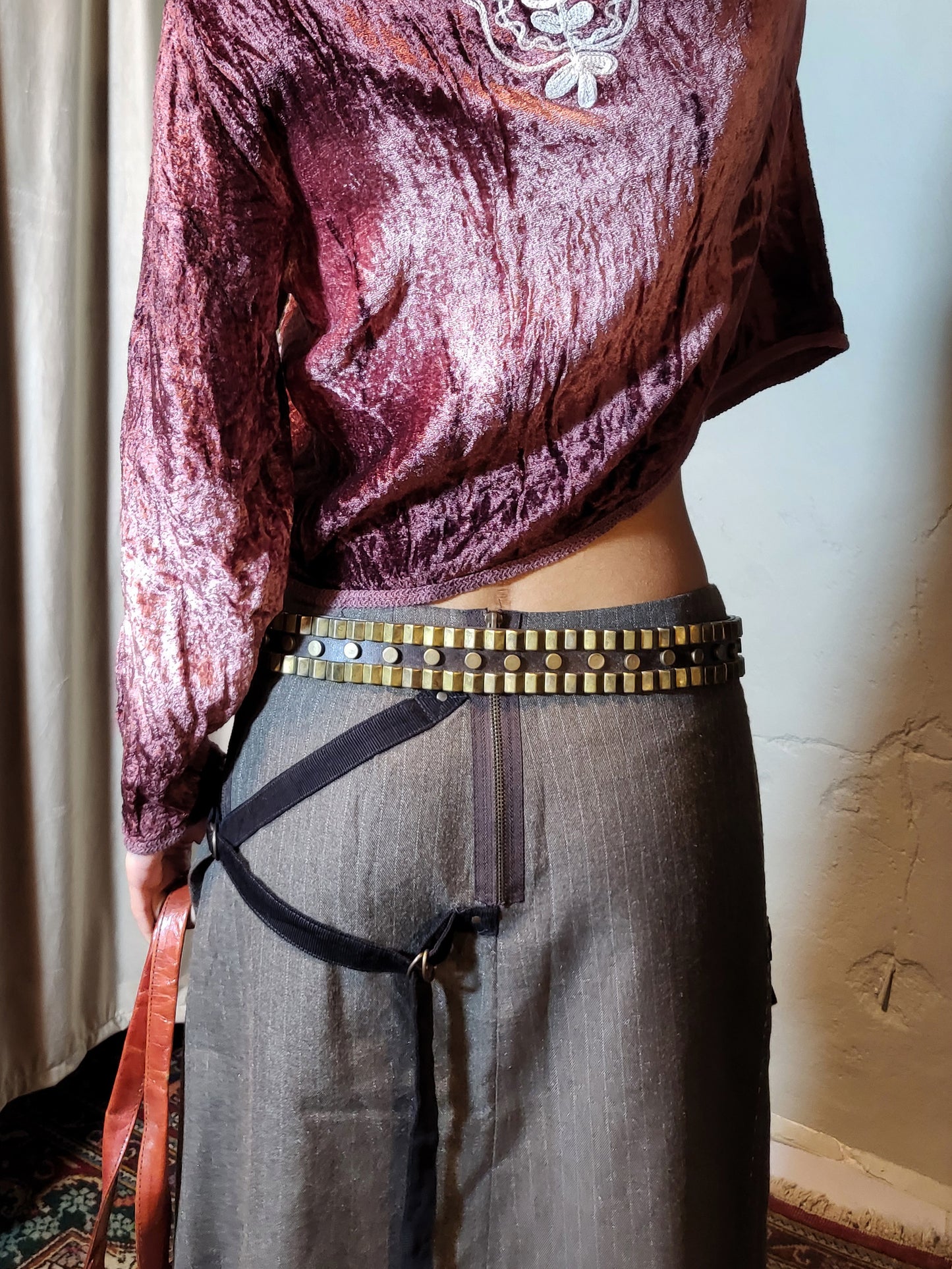 Studded Faux Leather Statement Belt