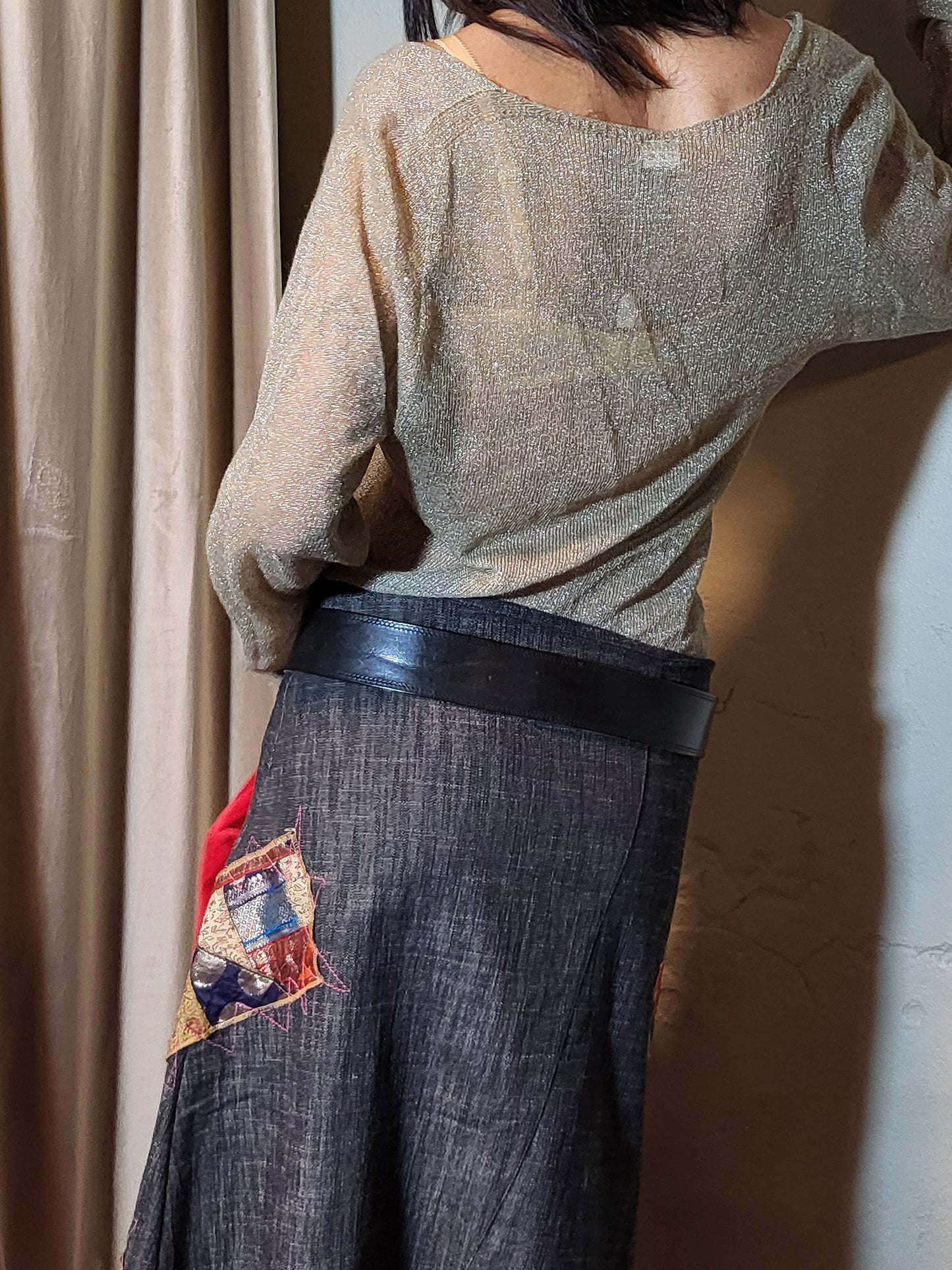 Black Genuine Leather Statement Belt