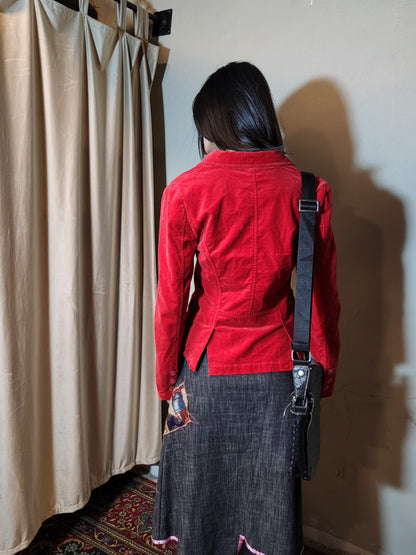 Red Velvet Tailored Blazer Jacket