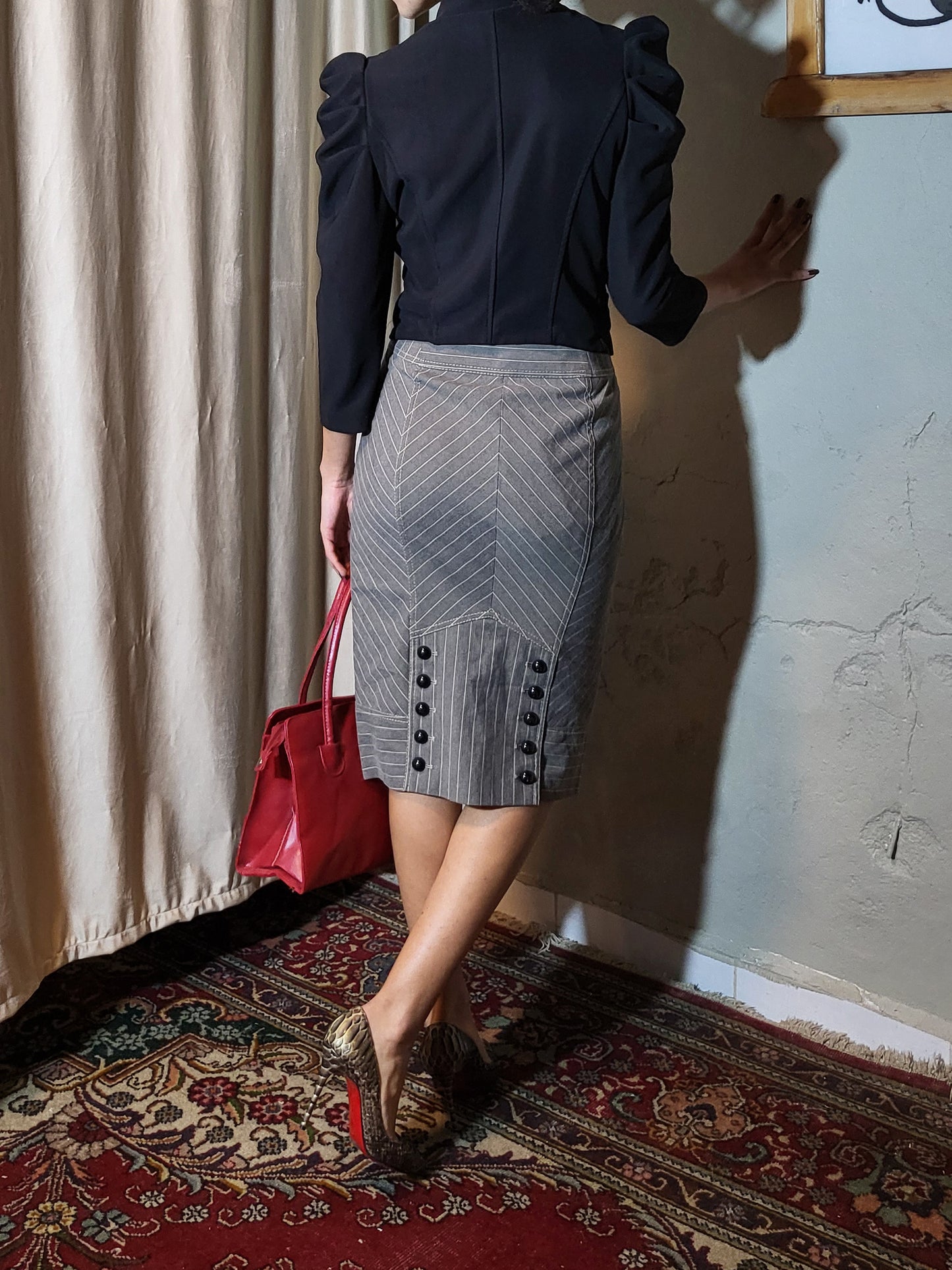 Karen Millen Precision Pinstripe Pencil Skirt