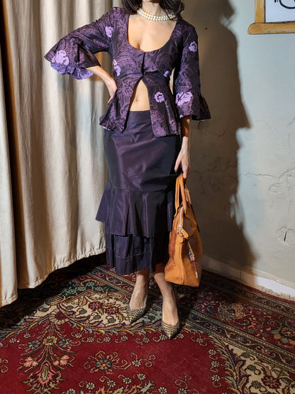 Tiered Satin Ruffle Skirt