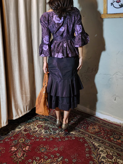 Tiered Satin Ruffle Skirt