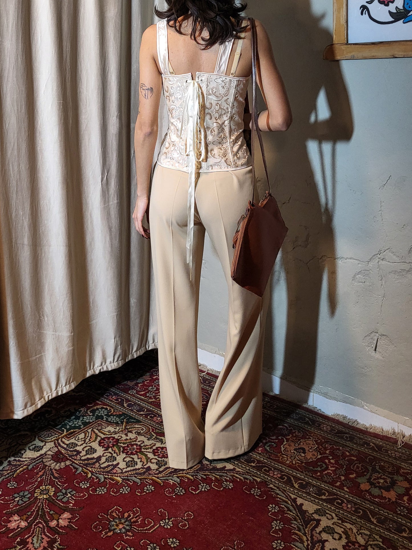 Soft Sand Tailored Wide-Leg Trousers