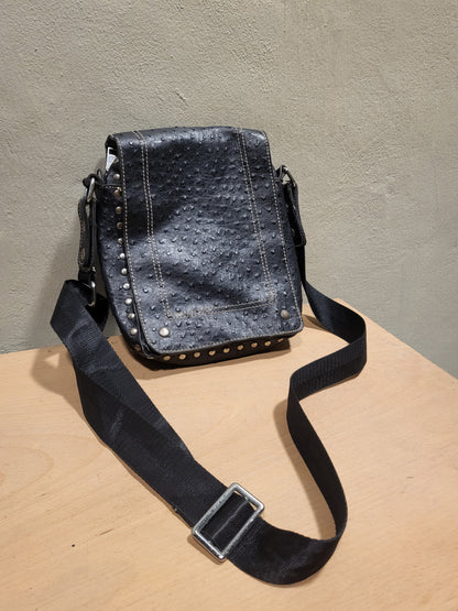 Black Studded Leather Shoulder Bag