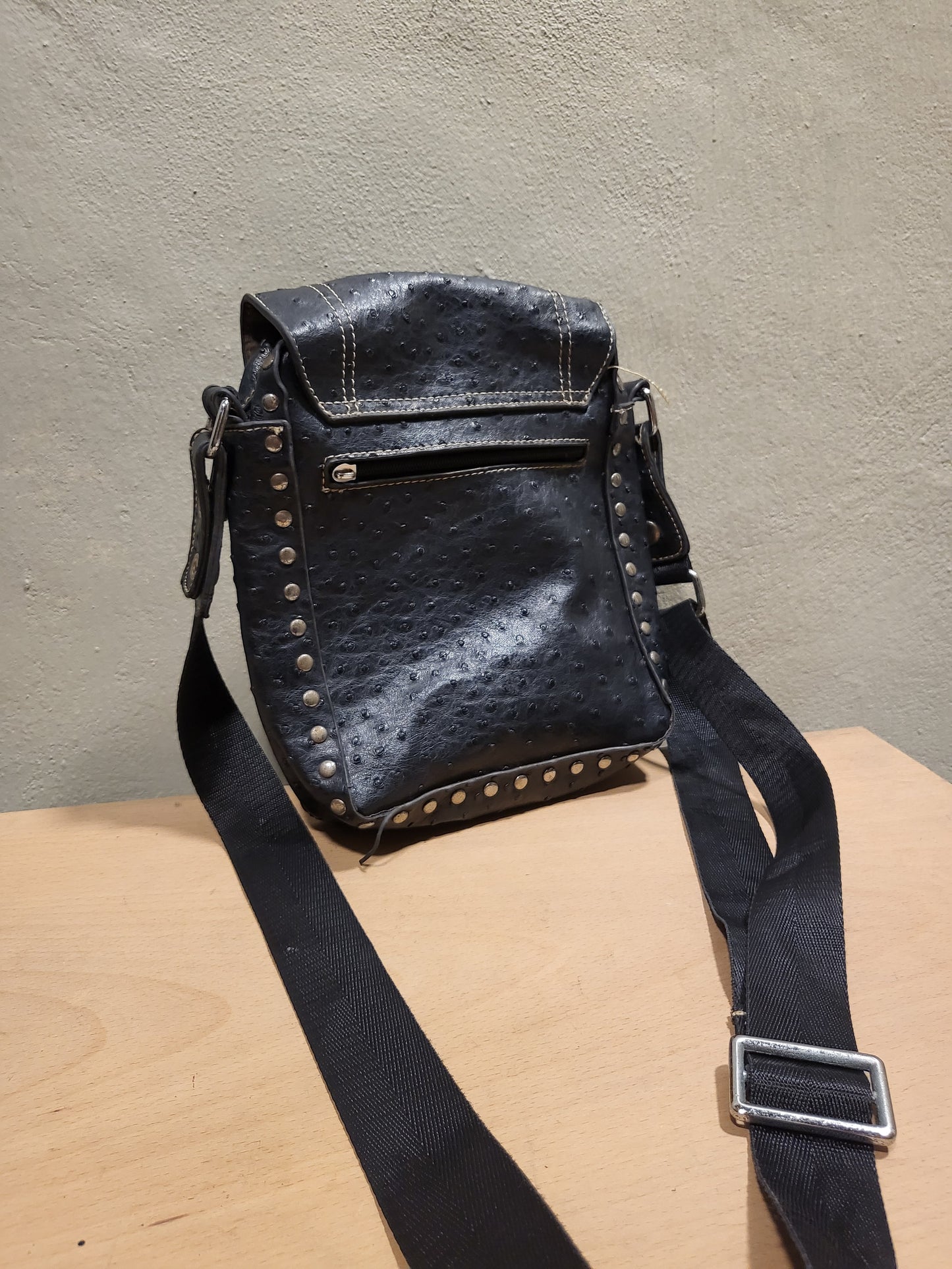 Black Studded Leather Shoulder Bag