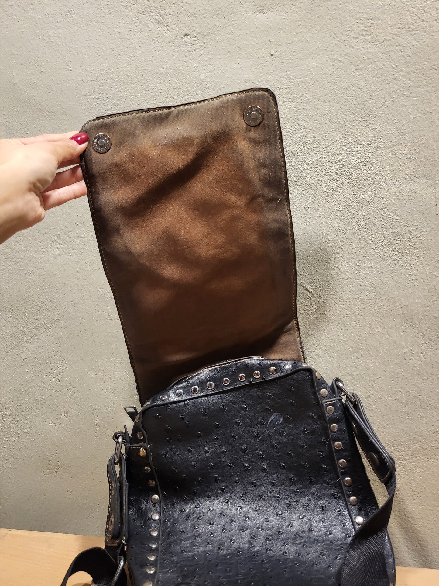 Black Studded Leather Shoulder Bag