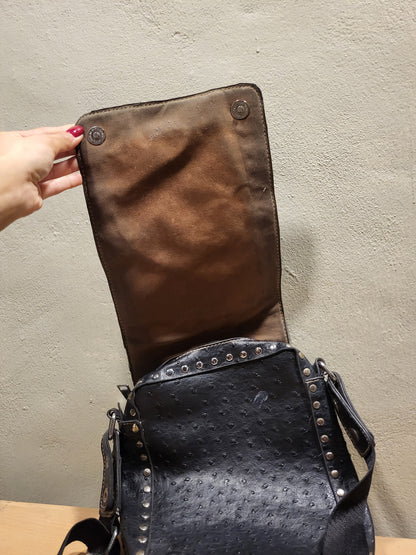 Black Studded Leather Shoulder Bag