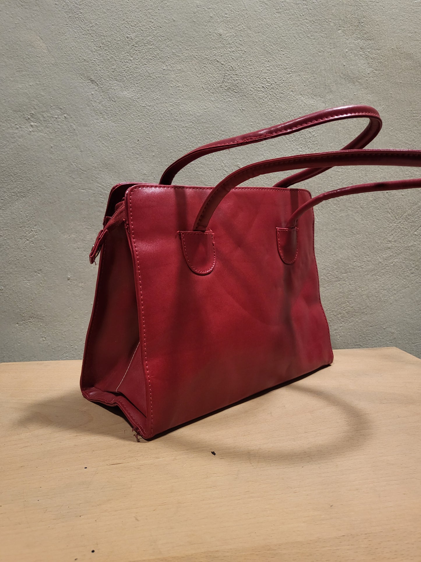 Vintage Red Structured Handbag