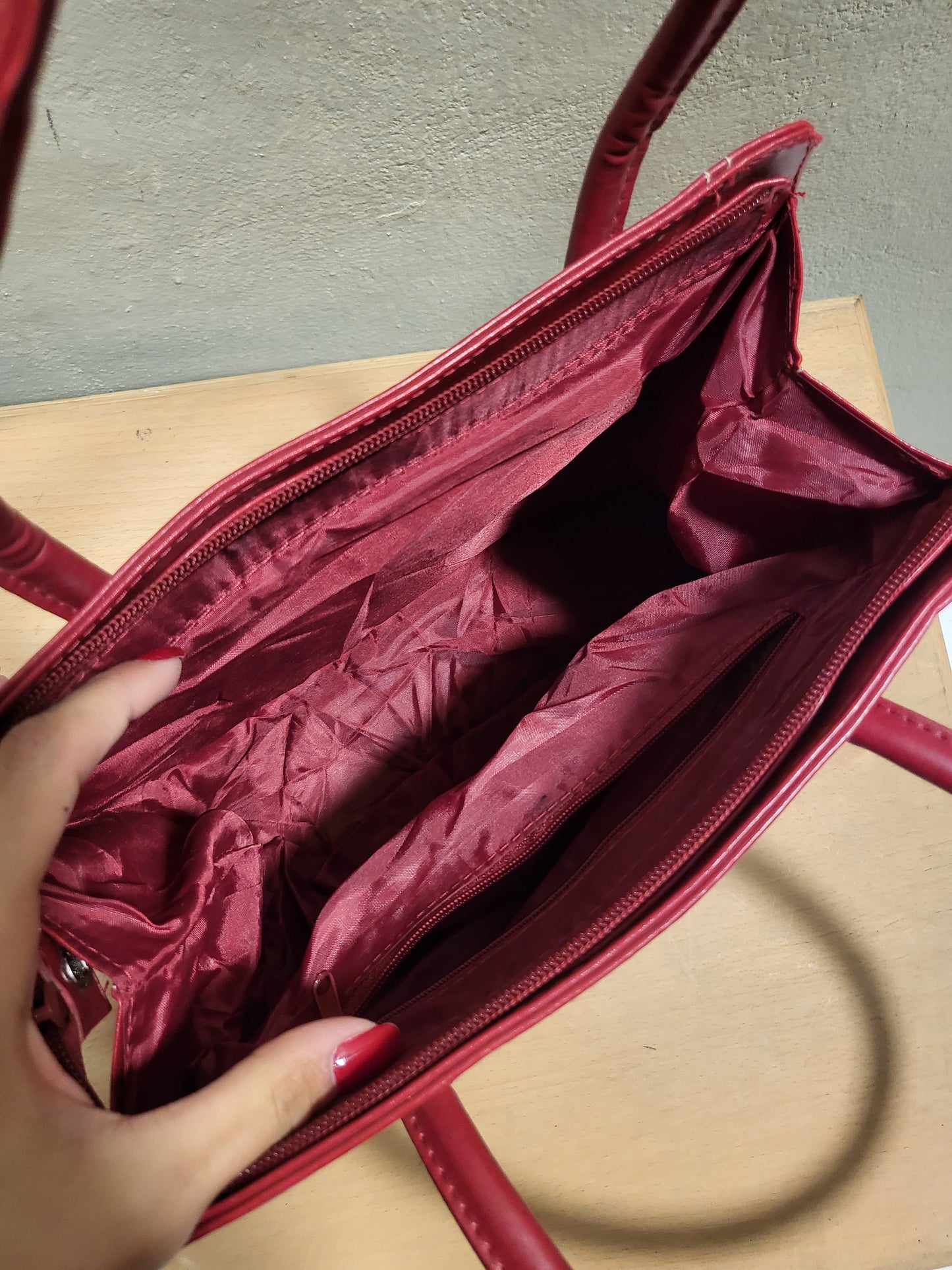 Vintage Red Structured Handbag