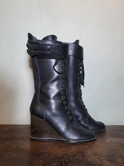See By Chloé Lace-Up Wedge Combat Boots