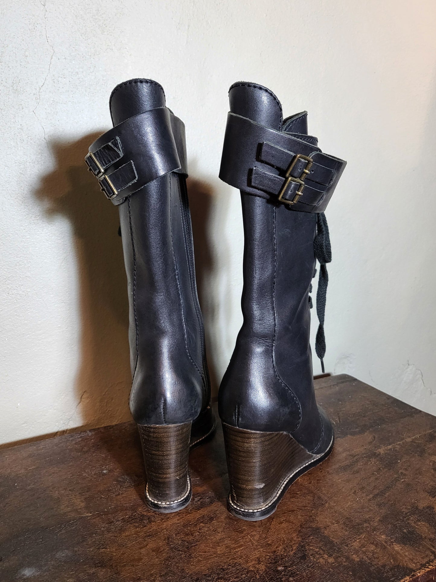See By Chloé Lace-Up Wedge Combat Boots