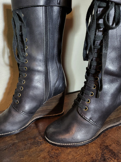 See By Chloé Lace-Up Wedge Combat Boots