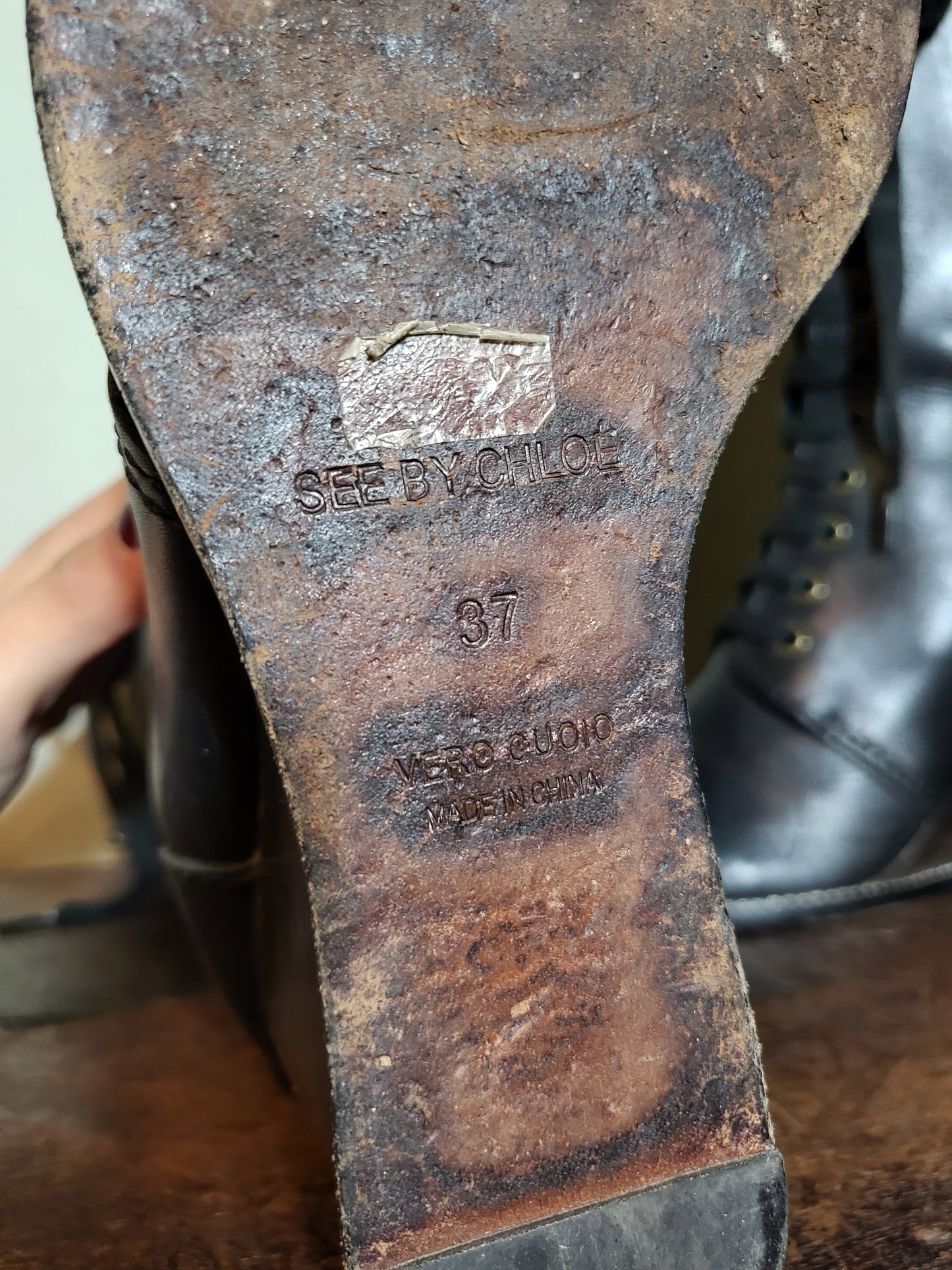 See By Chloé Lace-Up Wedge Combat Boots