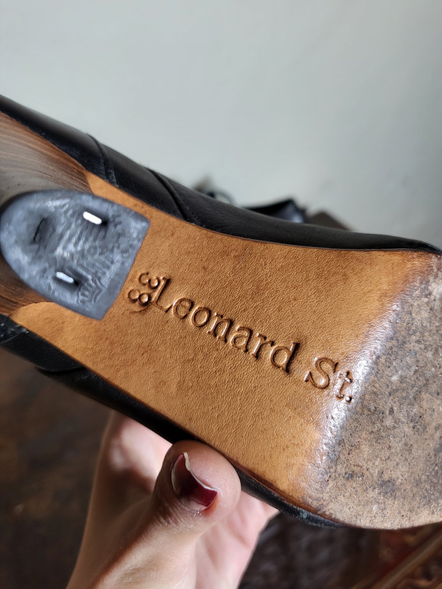 Gloria St. Black Leather Lace-Up Ankle Boots