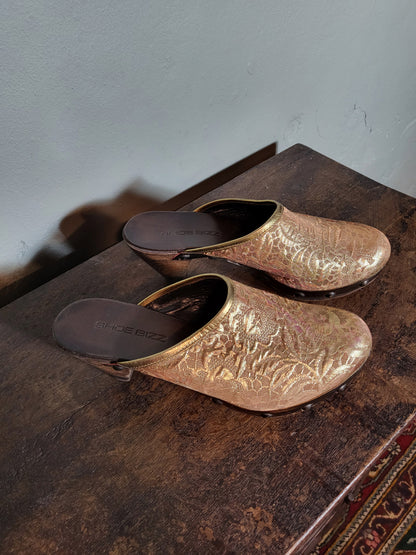 Golden Tapestry Wooden Clogs