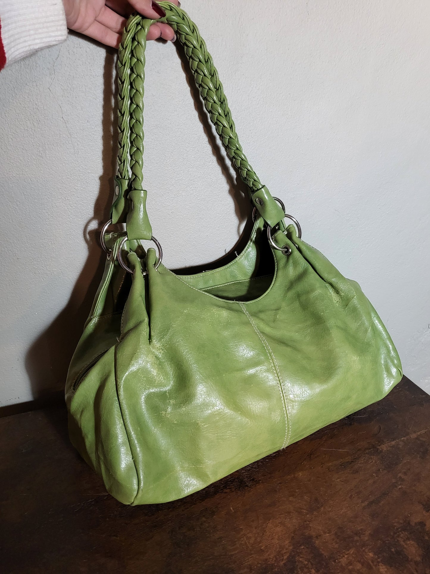Y2K Lime Braided Handle Shoulder Bag