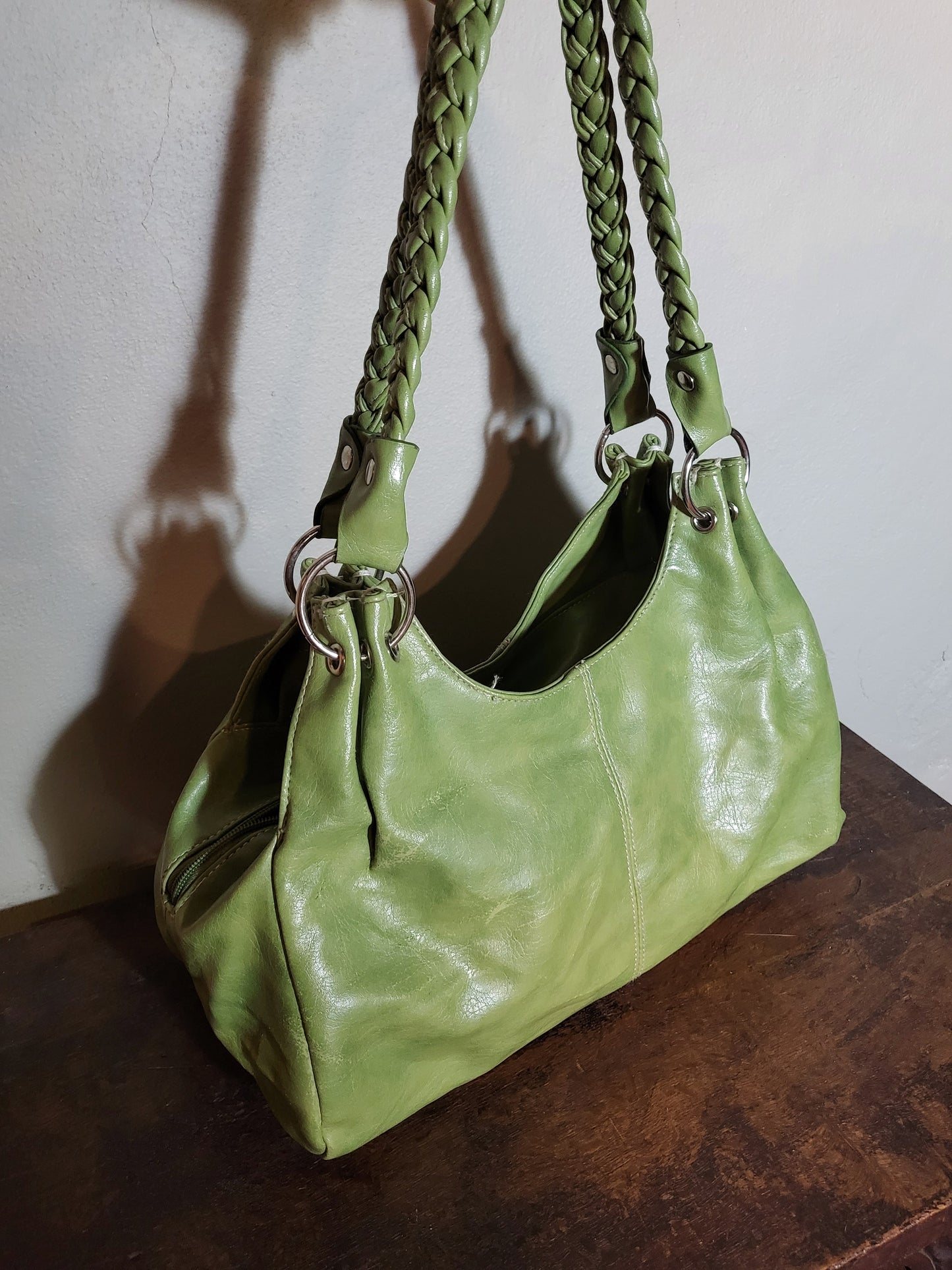 Y2K Lime Braided Handle Shoulder Bag