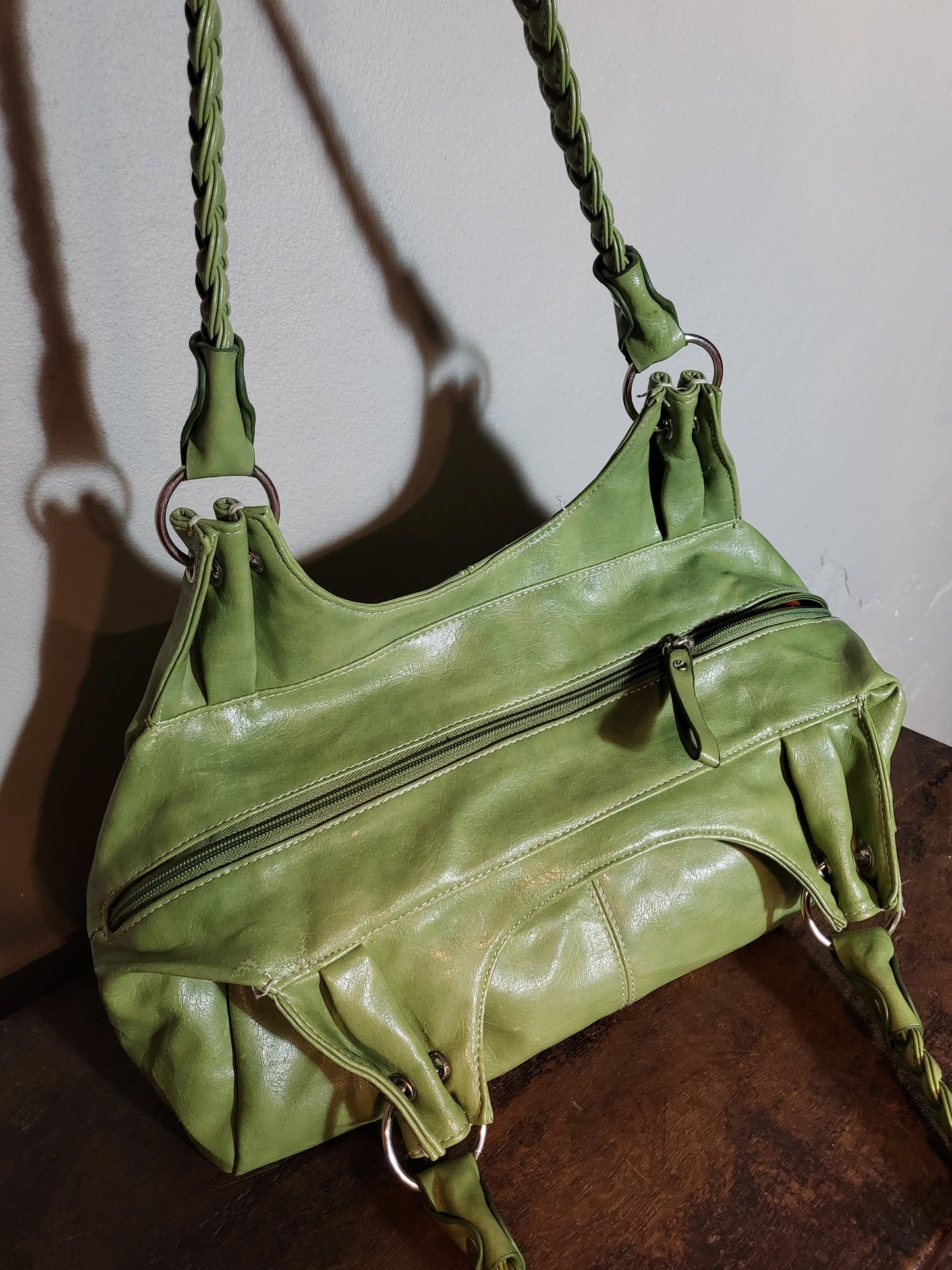 Y2K Lime Braided Handle Shoulder Bag