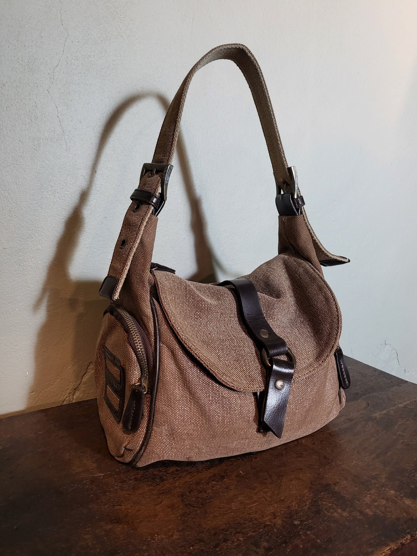 Lyne’s Canvas & Leather Shoulder Bag