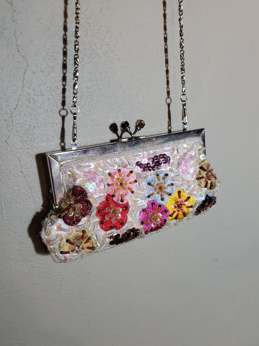 Beaded Mini Clutch with Chain Strap