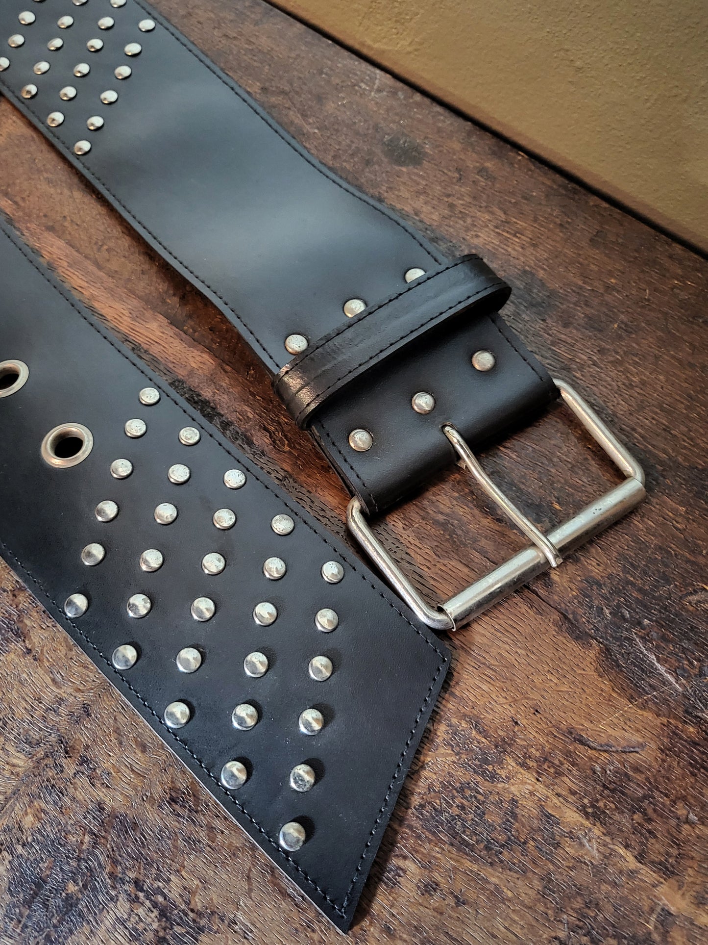 Black Studded Wide Belt