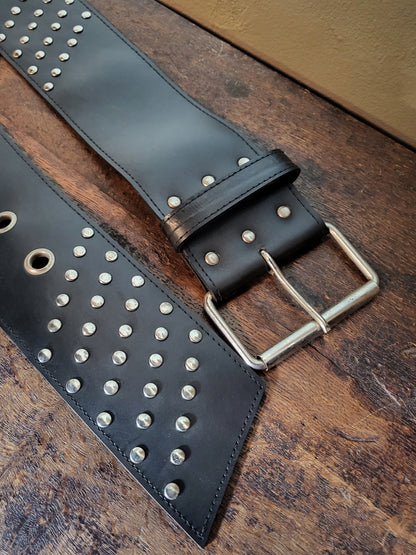 Black Studded Wide Belt
