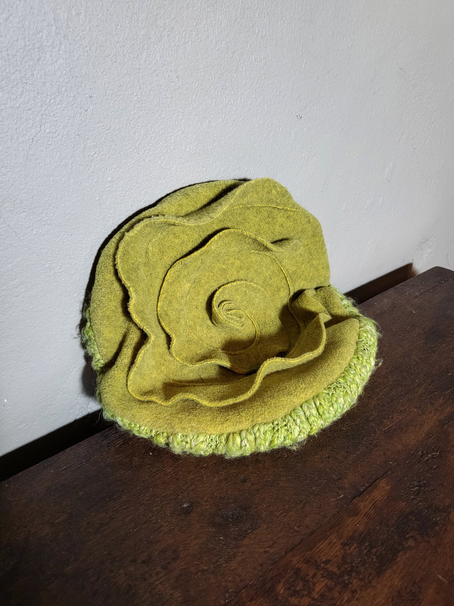 Green Wool Textured Hat
