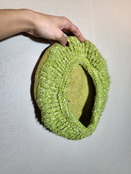 Green Wool Textured Hat
