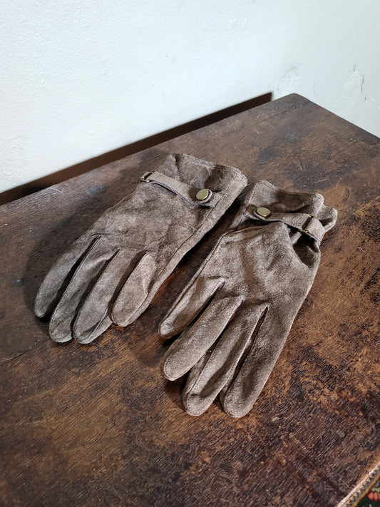 Khaki Suede Leather Gloves