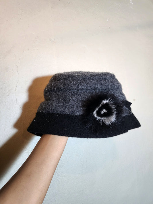 Grey & Black Wool Bucket Hat