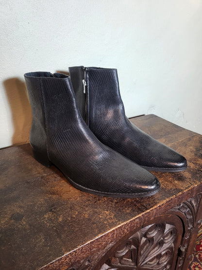 Textured Leather Ankle Boots