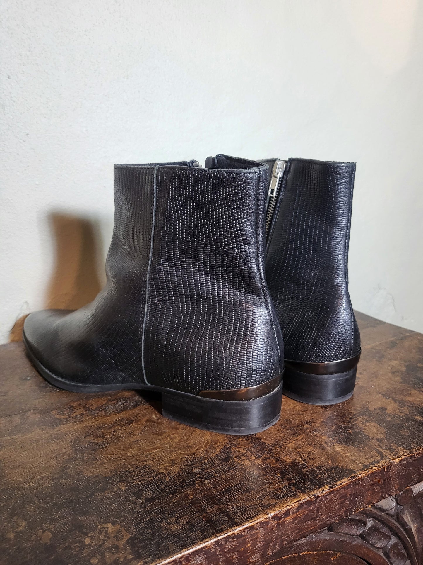 Textured Leather Ankle Boots