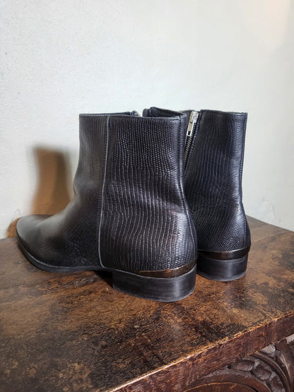 Textured Leather Ankle Boots