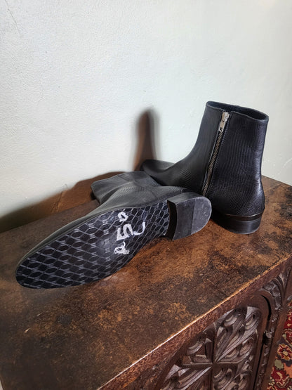 Textured Leather Ankle Boots