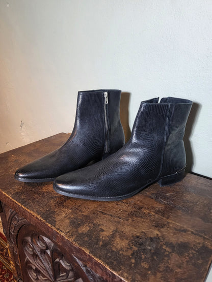 Textured Leather Ankle Boots