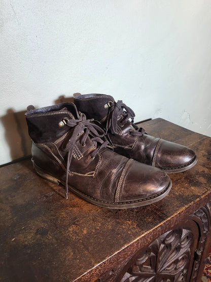 Suede Leather Combat Boots