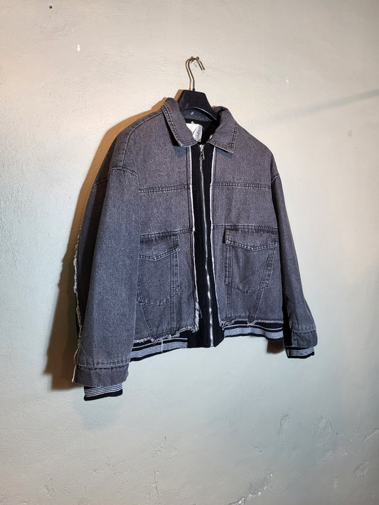Raw Contrast Fleece-Lined Denim Jacket