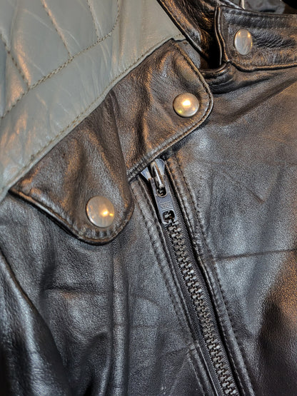 Quilted-Panel Biker Jacket