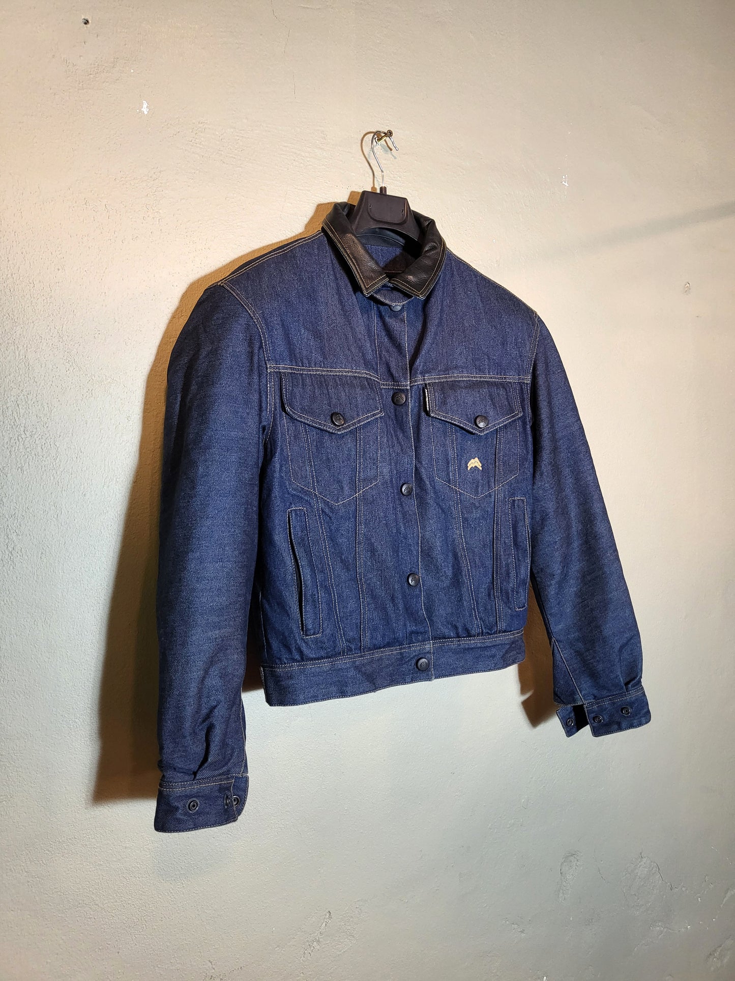 Motomod Leather-Collar Denim Biker Jacket