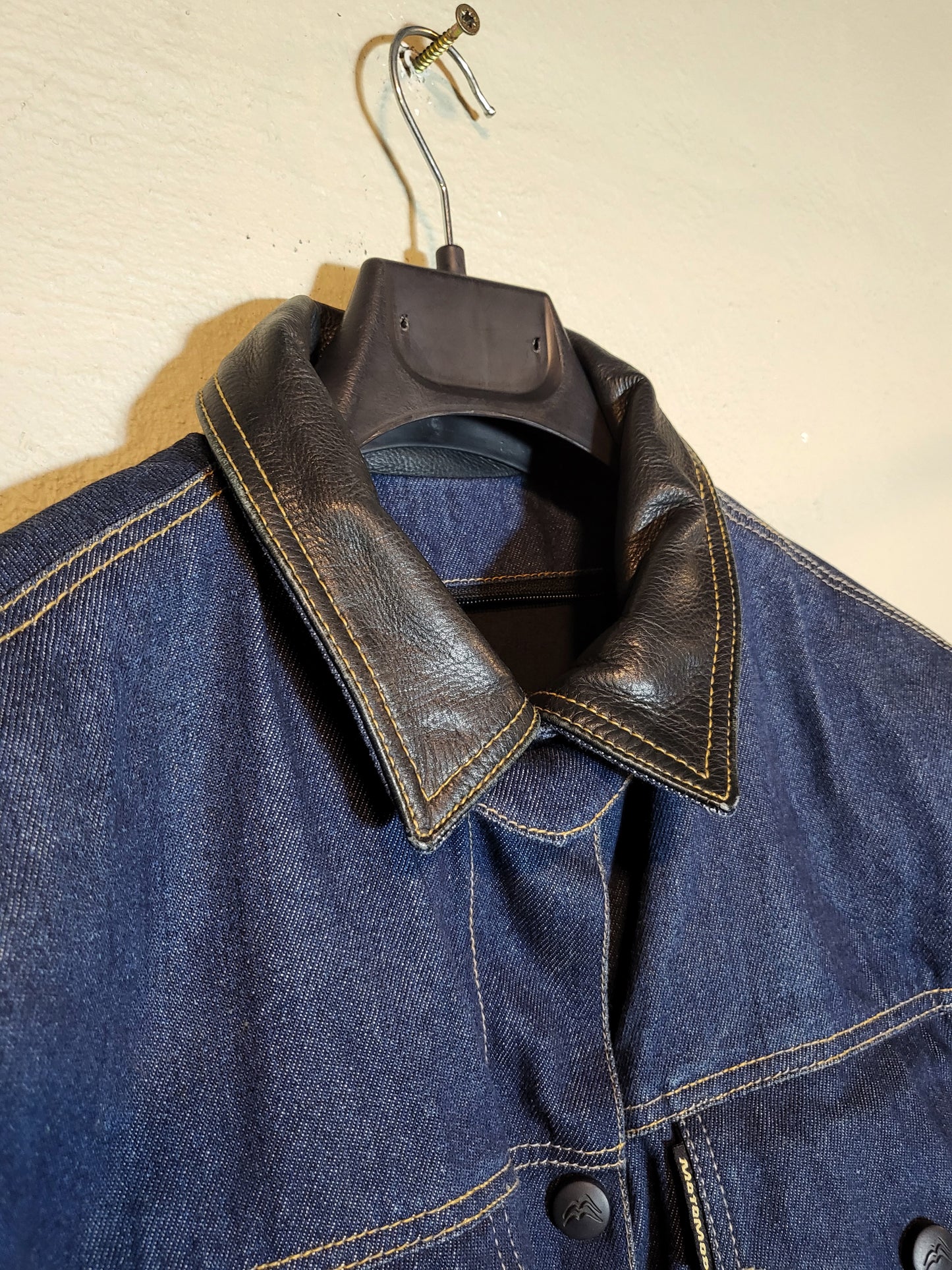 Motomod Leather-Collar Denim Biker Jacket