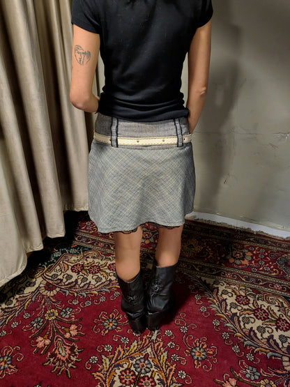 Cache Cache Grey Plaid Mini Skirt