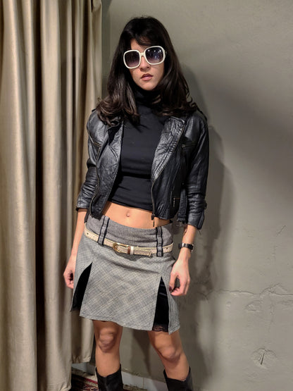 Vintage Black Cropped Leather Perfecto Jacket