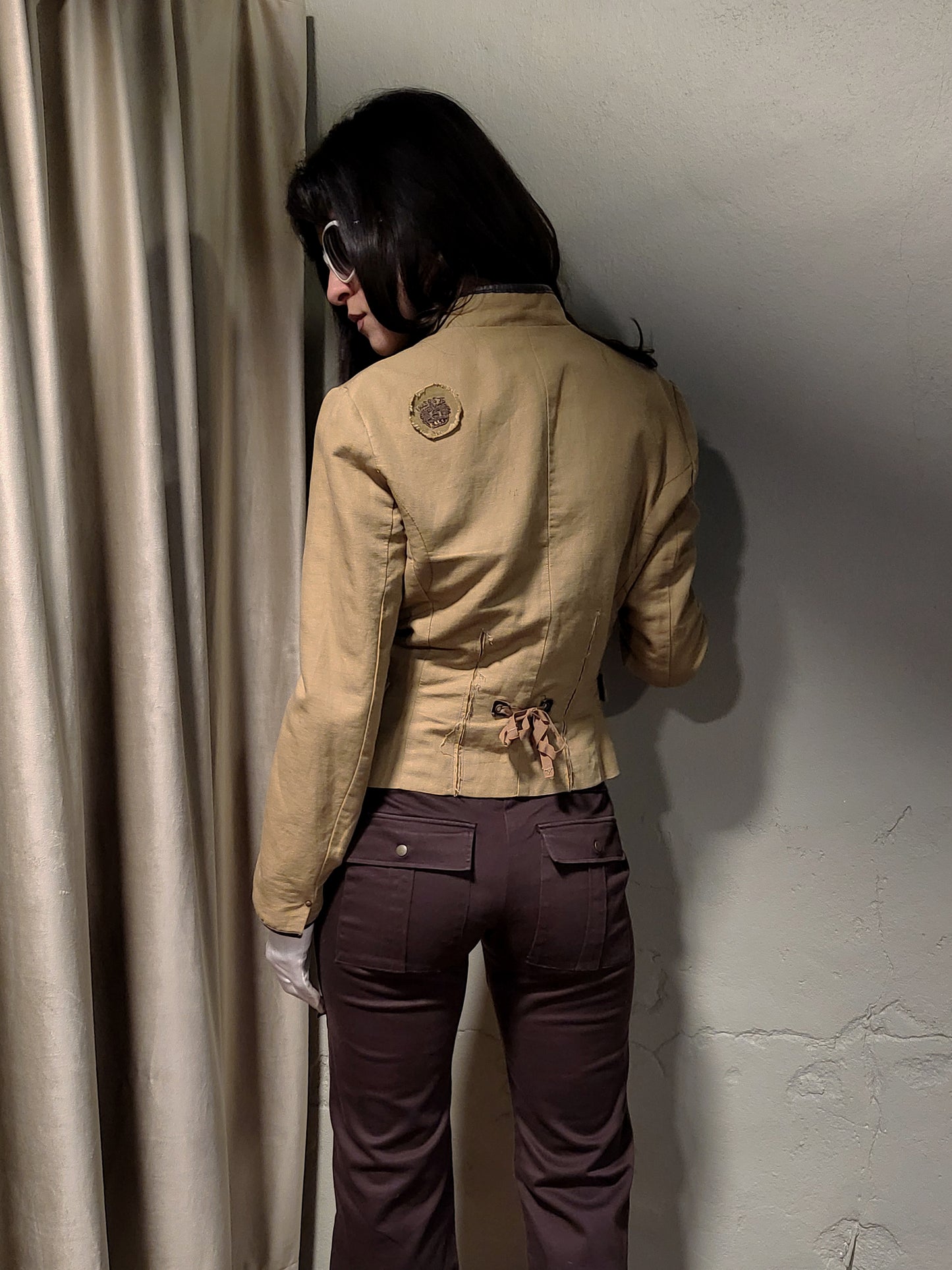 IKKS Beige Tailored Jacket with Leather Trim