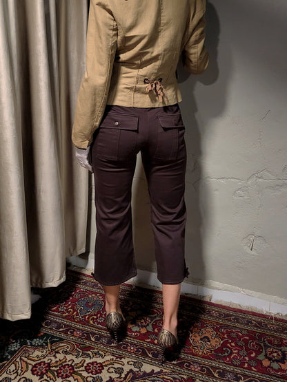 Camaïeu Brown Cropped Cargo Pants with Strap Detail