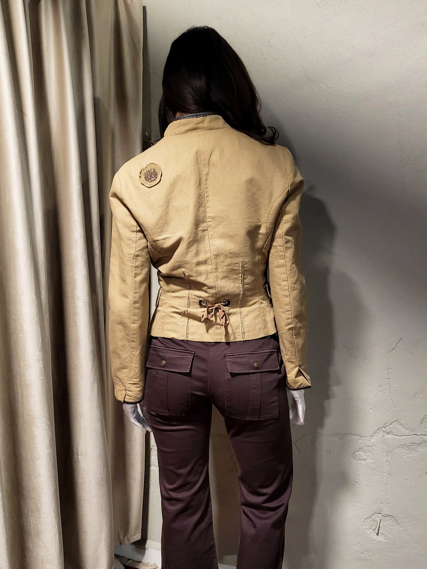 IKKS Beige Tailored Jacket with Leather Trim