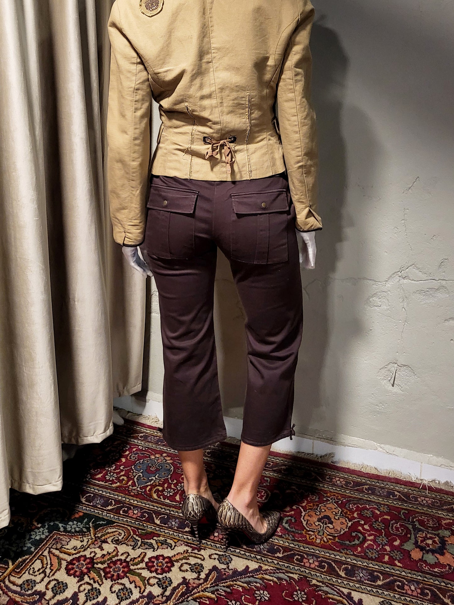 Camaïeu Brown Cropped Cargo Pants with Strap Detail